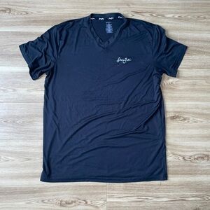 Black Sean John V-neck Tee 95% Polyester.                      Fits like a large
